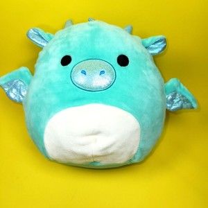 Kellytoy Squishmallows  Miles The Dragon 8 Inch Soft Plush Toy Holographic Teal